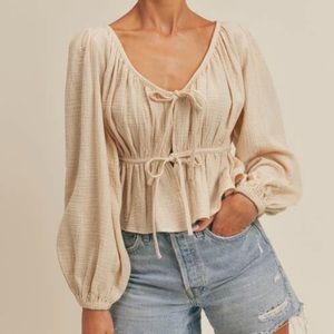 Cream long sleeve top